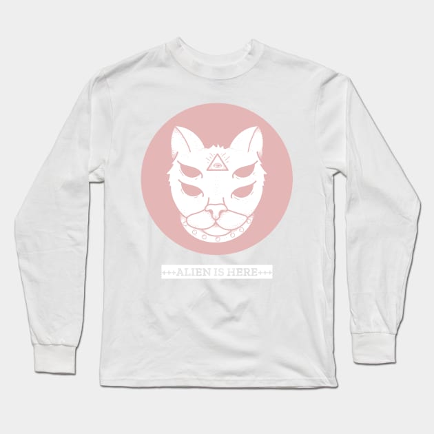 Alien is here- cat alien design Long Sleeve T-Shirt by Eternal Experience